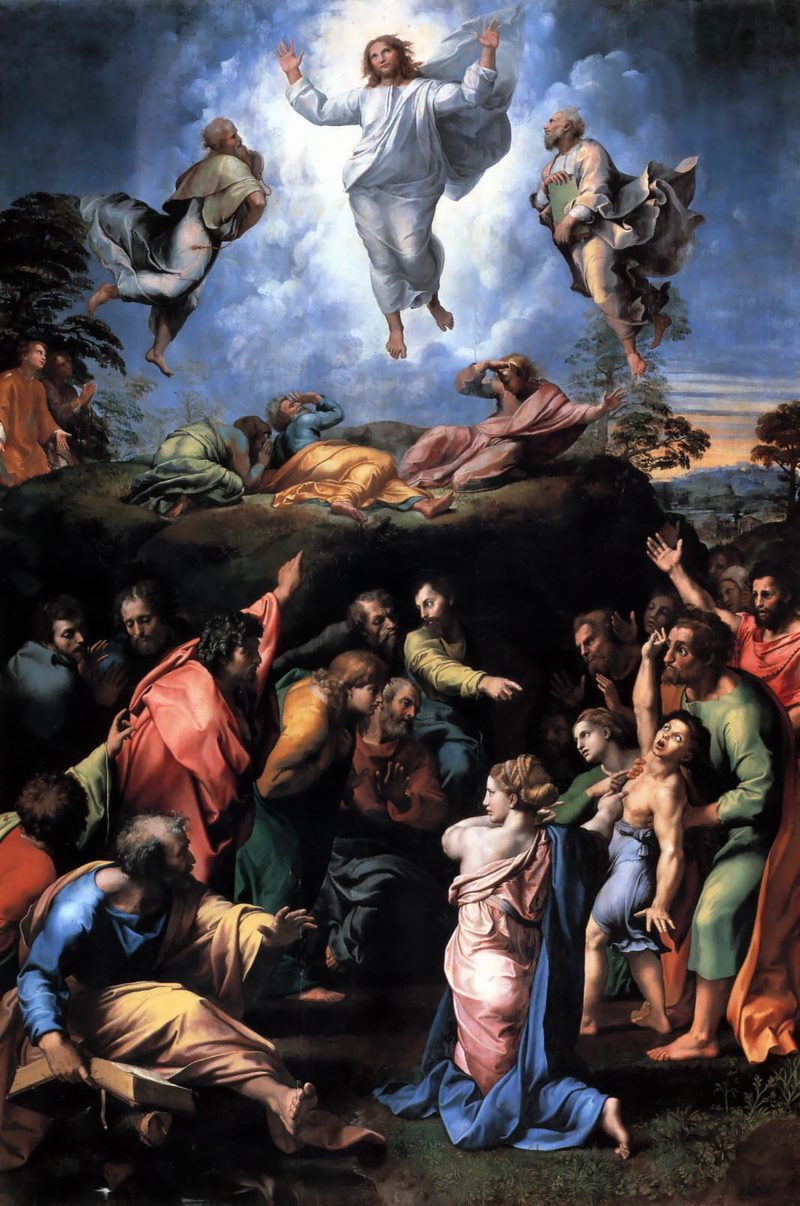 Raphael, The Transfiguration: Christ raised in light above the apostles