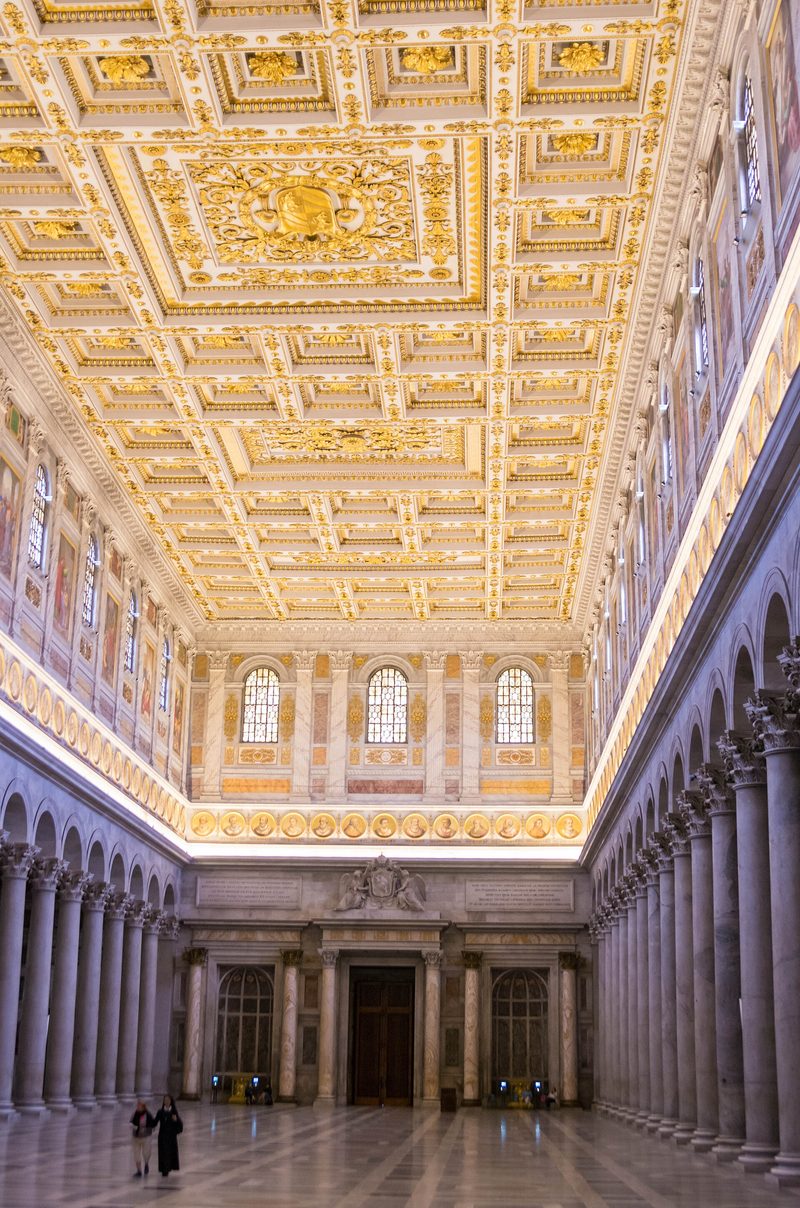 The nave of the Basilica of St. Paul Outside the Walls, on the road to Ostia