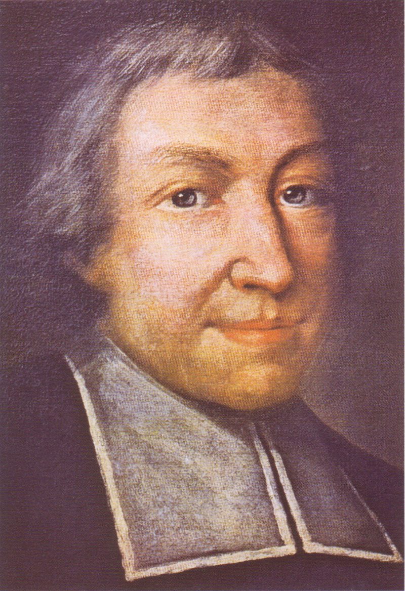 Portrait of St. John Baptist de La Salle in a black cassock with a white collar.