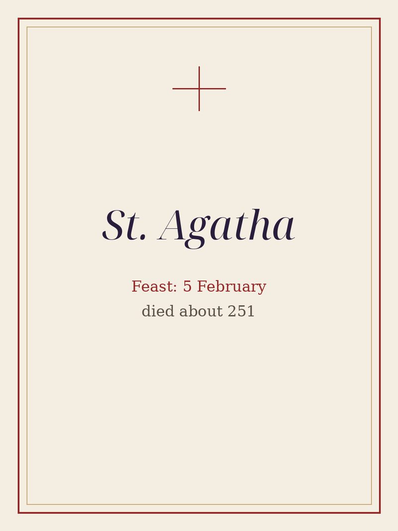 A plain typographic plate: St. Agatha, with the feast day.