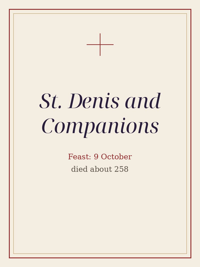 A plain typographic plate: St. Denis and Companions, with the feast day.