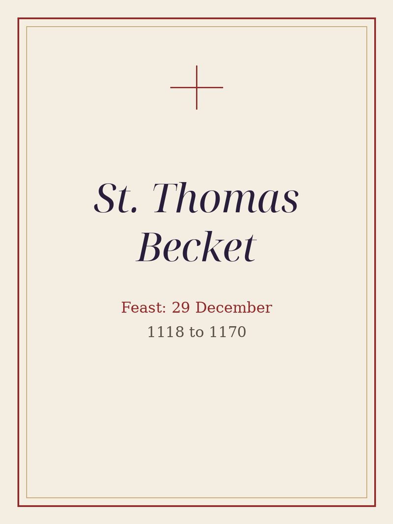 A plain typographic plate: St. Thomas Becket, with the feast day.